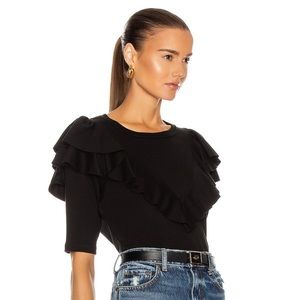 Veronica Beard Black Ruffle Blouse